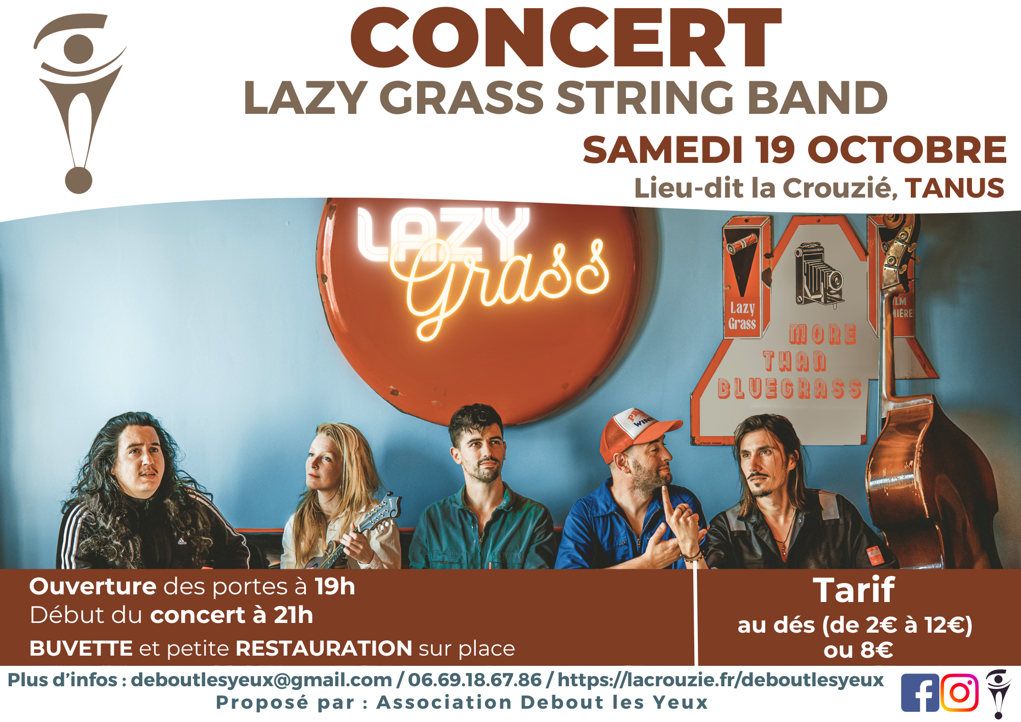 Concert Lazy Grass String Band Debout les Yeux